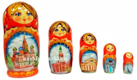 Матрешка с Москвой 18см 5 мест арт. 979112