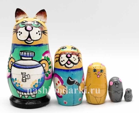 картинка Матрешки "Коты" 11 см 5 мест арт. 8572815 матрешки картинка Матрешки "Коты" 11 см 5 мест арт. 8572815 матрешки