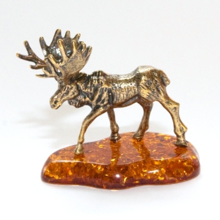 Фигурка из латуни с янтарем Лось арт. 150