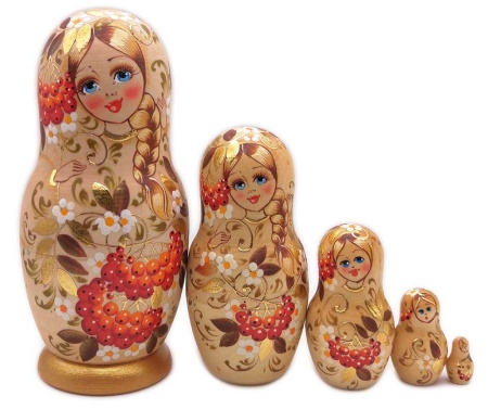 Матрешка матовая "Рябинка" 14 см. 5 мест арт. 573228