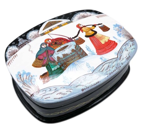 Шкатулка лаковая "По воду" 11х9 см. арт. 57322