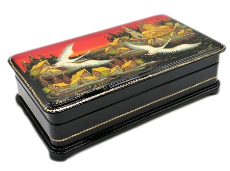 Шкатулка лаковая "Русский север" 18х10 см.