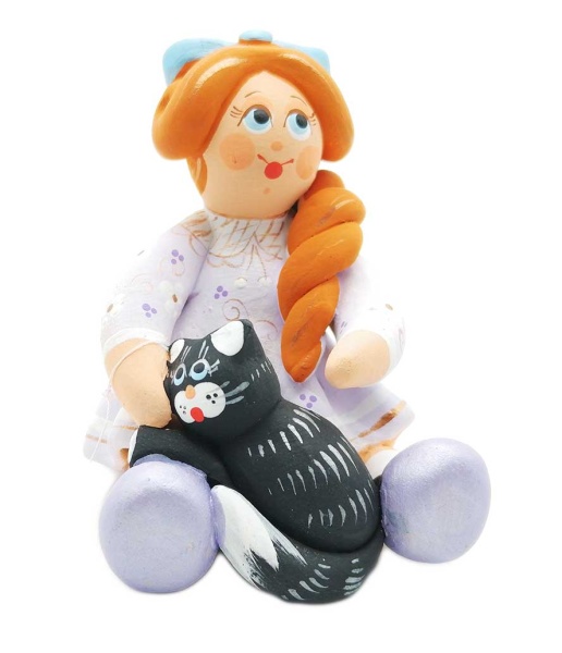 Ковровская игрушка "Девочка с кошкой" 8х7 см. арт. 789901313