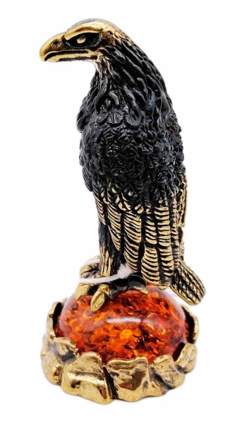 картинка Фигурка Птица "Ворон на гнезде" (Янтарь, латунь) 5,5х3 см. арт. 98236694 магазин 