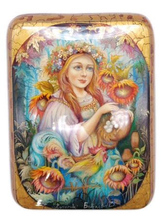 Шкатулка лаковая "Хуторок" 10х14 см. арт. 5875332