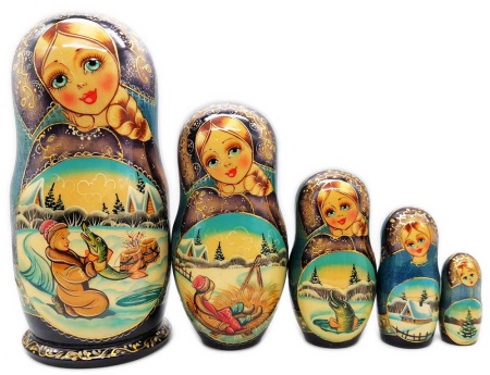 Матрешка сказка "По щучьему велению" 18 см. 5 мест арт. 956331