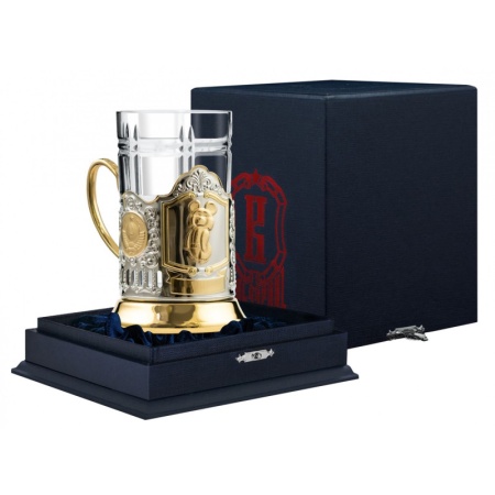 картинка Подстаканник никелированный "Олимпийский мишка" с позолотой  