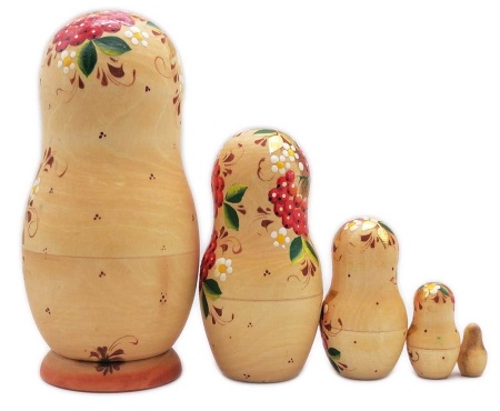 Матрешка матовая "Рябинка" 14 см. 5 мест арт. 6882423