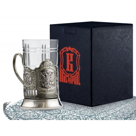 картинка Подстаканник никелированный "Герб РФ" с чернением Артикул: С71408,БА магазин подарков