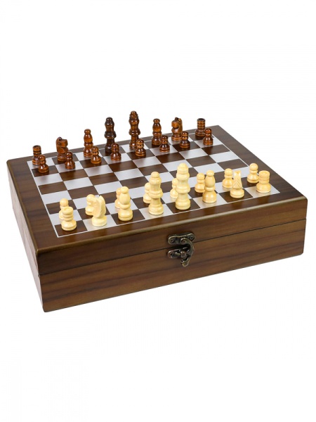 Комплект игр 2 в 1 в деревянном футляре (русское лото, шахматы), 26х19х7 см. Артикул: ИН-6460  