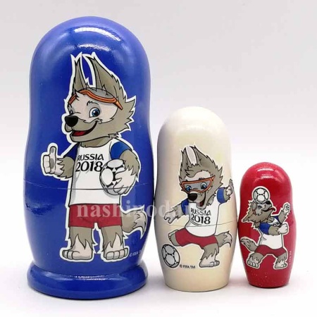 Матрешка FIFA 2018 синяя 3 места 12 см. арт. 77777