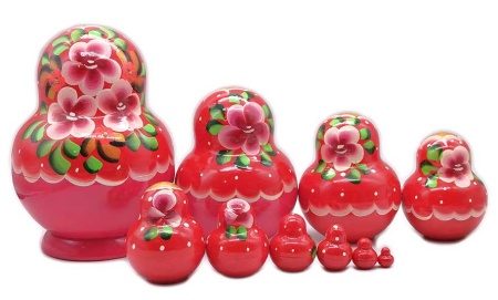 Матрешка круглая красная 14 см. 10 см. арт. 7834222