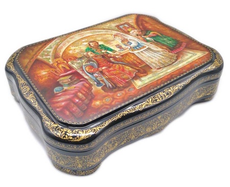 Шкатулка лаковая "Сватовство" 17х22 см. арт. 762276