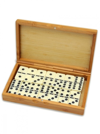 Домино (пластиковые фишки) в деревянной коробке 18x12 см Артикул: P00072 