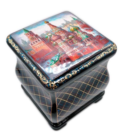 Шкатулка - ларчик лаковая миниатюра "Москва" 11х11х12 см. арт. 75768322