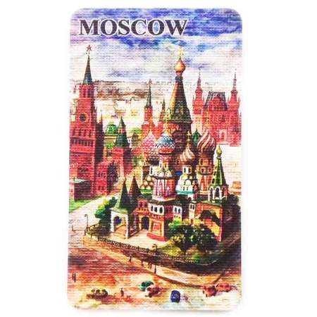 Магниты с Москвой "Спасская Башня и Василий Блаженный" 9х5см Арт. 140219271