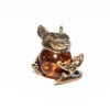 Фигурка из латуни с янтарем Сытый крыс арт. 140