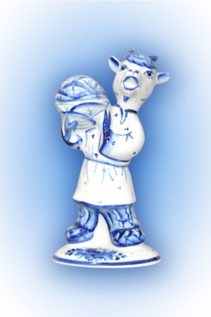 ШТОФ КОЗЕЛ Гжель 70*60*155 мм,  V-0.33л. арт. 623336