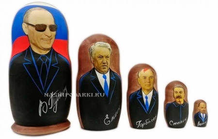 Матрешка 5 мест "Президенты" 17см арт. 94777