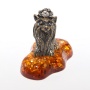 Фигурка из латуни с янтарем йоркширский терьер арт. 188