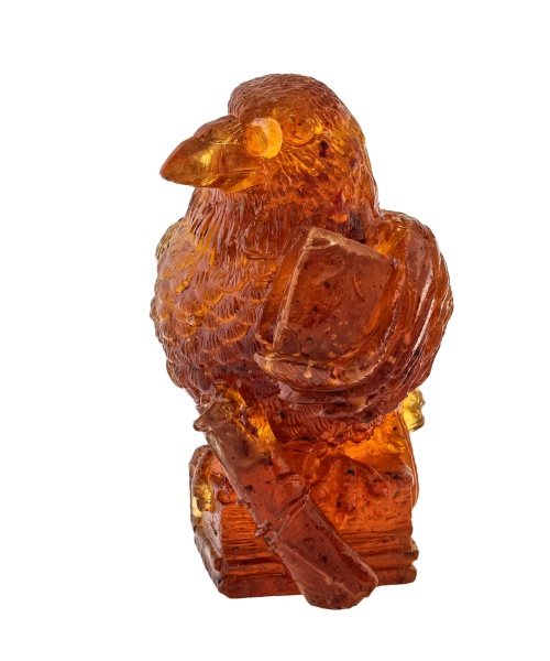 Птица Ворон с пенсне Янтарная 60х85 мм. арт. 1398
