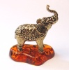 Фигурка из латуни с янтарем Слон в попоне №2 арт. 1356