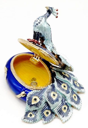 Яйцо шкатулка Фаберже павлин 6 см. арт. 547411 