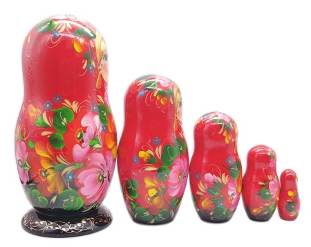 Матрешка Тверская "Красная" 16 см. 5 мест арт. 7652322