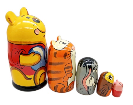 картинка Матрешка винипух 5 мест 16 см. арт. 88765422 матрешки