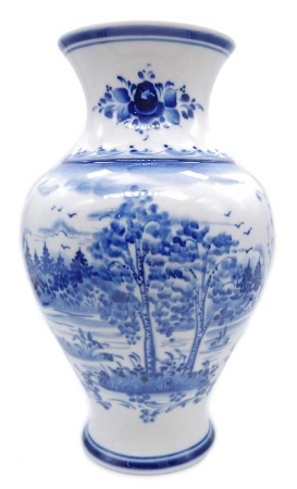 Ваза "Пейзаж" гжель 25х14 см. арт. 68352