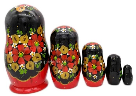 Матрешка "Красный цветок" 5 мест 17см арт. 862565