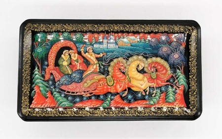 Шкатулки лаковая миниатюра Палех 18х10 см. арт. 2244667 