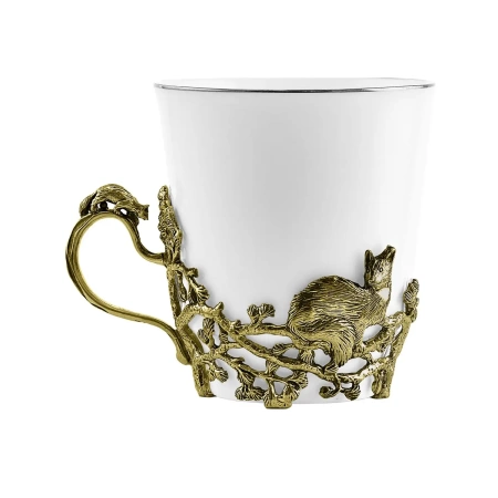 Чашка чайная "Куница" латунь с чернением Артикул: КМ432ЧШ03 