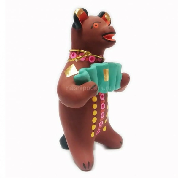 Дымковская игрушка "Медведь с гармошкой" 10х6см арт. 1118164