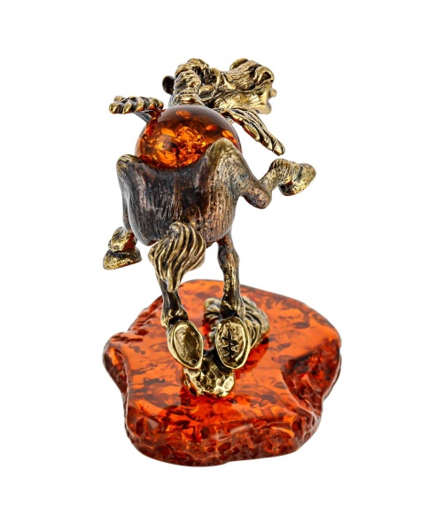 Фигурка из латуни с янтарем Лошадь Пегас 65х60 мм. арт. 418