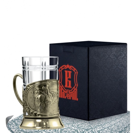 картинка Подстаканник латунный "Витязь на распутье" с чернением  Артикул: С9408/40, БА-1574/1, к120