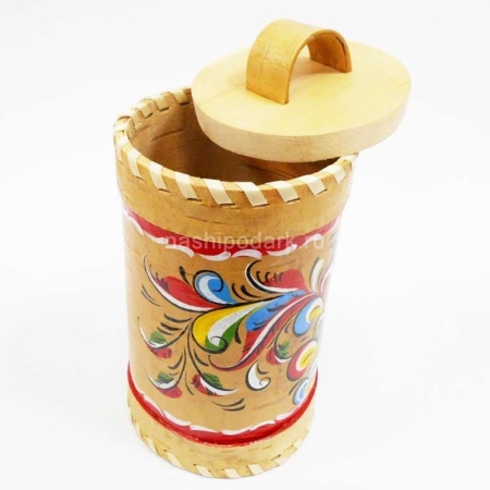 картинка Береста Туес "Цветочный узор" 15х9см арт. 220119132 магазин русских сувениров  Наши подарки