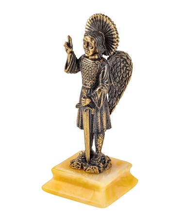 Фигурка из латуни с янтарем Архангел Михаил 35х95 мм. арт.1950