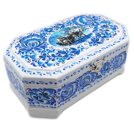 Шкатулка ромбик под гжель 11х17х7 см. арт. 7672232
