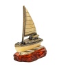 Фигурка из латуни с янтарем Корабль Яхта 50х70 мм. арт. 1345