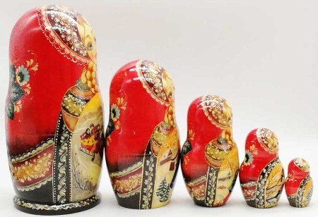 Матрешка Высокохудожественная "Зимняя тройка" 19 см. арт. 824671