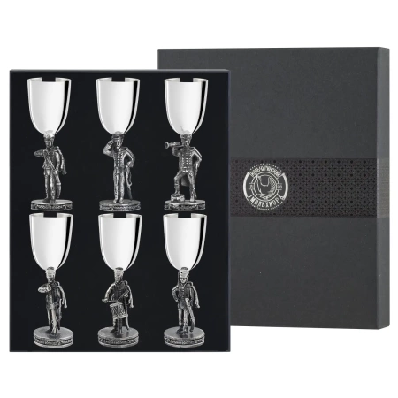 Набор рюмок "Аты-Баты 2" посеребренный полированный с чернением Артикул: КМ7660606 