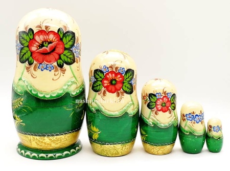 Матрешка изумрудный колос 5 мест 17 см. арт. 5485422