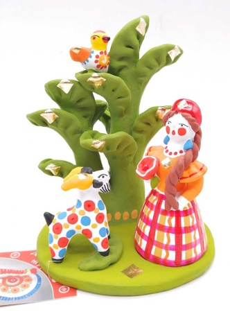 Дымковская игрушка девочка с козликом 14 см. арт. 863259