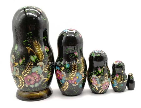Матрешка "Колос" черная 5 мест 17см арт. 826534