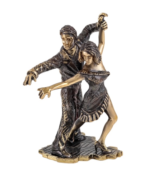 Фигурка из латуни с янтарем парочка Бальные Танцы без подставки 50х70 мм арт. 1755.1