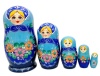 Матрешка Цветы синяя 17см 5 мест арт. 9863372