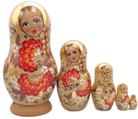 Матрешка "Рябинка" матовая 13 см. 5 мест арт. 743687