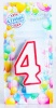 Свеча восковая для торта "Цветной ободок" цифра 4, цвета МИКС арт. 403514