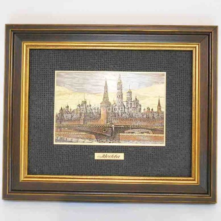 Гравюра на латуне "Кремль. Набережная Москвы реки" 22х17см Арт. 290119172